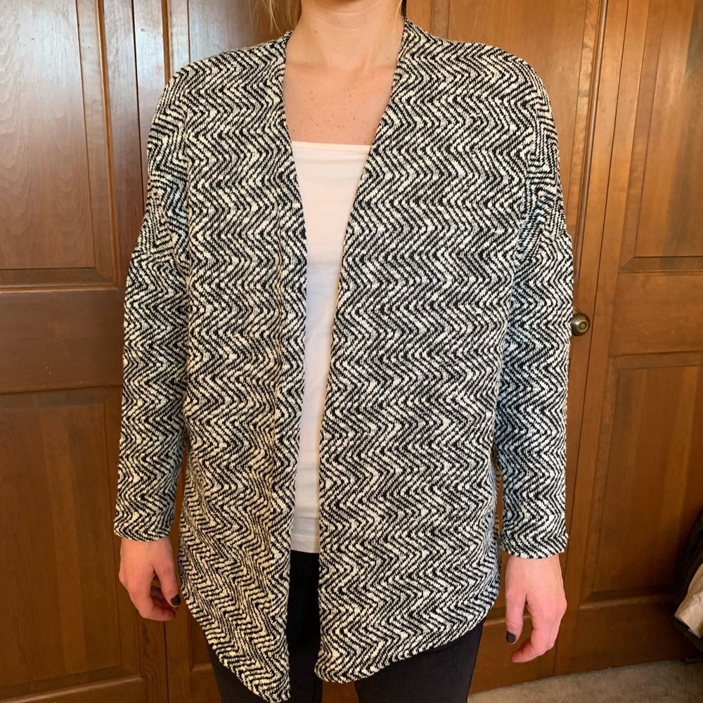 Black and white cardigan sweater